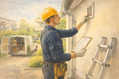 Fastighetsskötsel i premium illustrerad stil